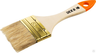 DEXX 63 мм, 2,5″ натуральная щетина, деревянная ручка, флейцевая, Плоская кисть (0100-063) 0100-063_z02 