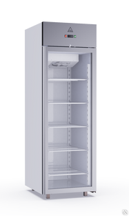 Шкаф холодильный гастронормированный (GN2/1) среднетемпературный (-5/+5С), с 1 стеклянной дверью, 5 полками-решётками, динамическим охлаждением, подсветкой, замком, из оцинкованной листовой стали с полимерным покрытием белого цвета, полный объем 