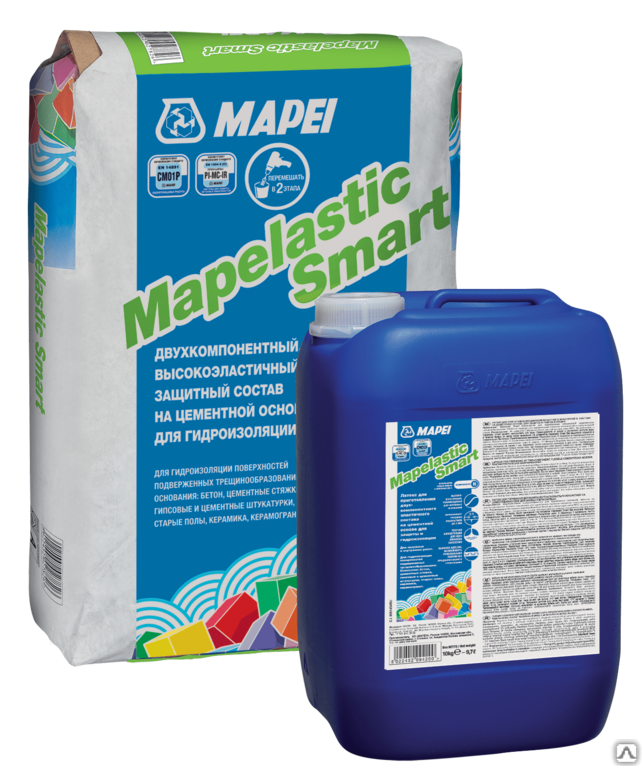 Гидроизоляционная смесь Mapei Mapelastic Smart комплект мешок и канистра
