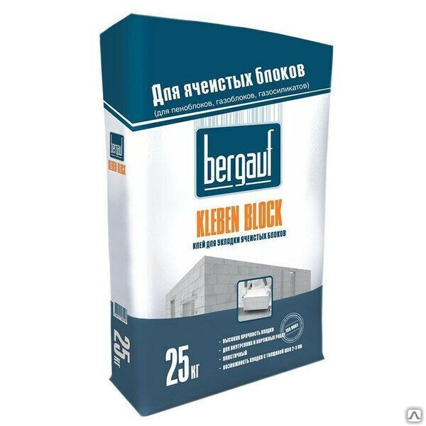 Клей для укладки ячеистых блоков Bergauf Kleben block 25 кг зима