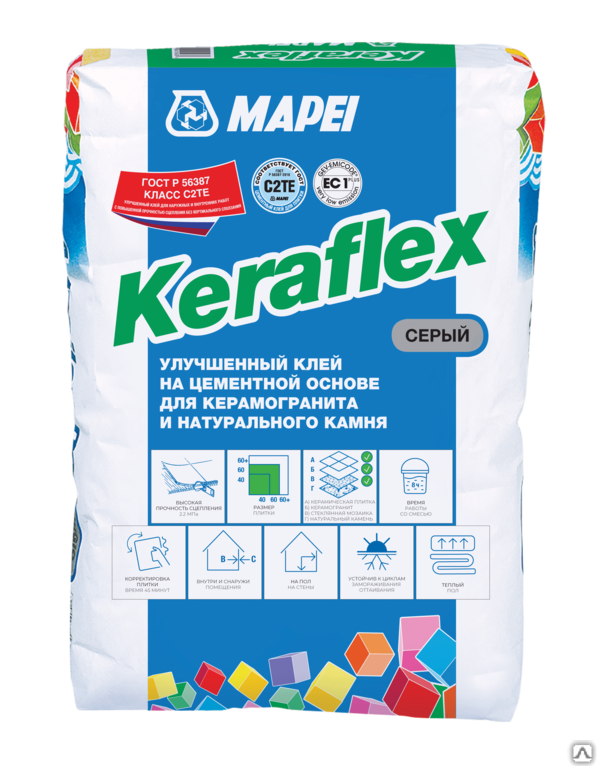 Плиточный клей Mapei Keraflex серый мешок 25 кг
