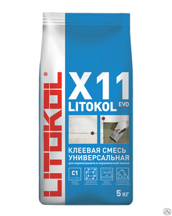 Плиточный клей Litokol X11 evo серый мешок 5 кг 