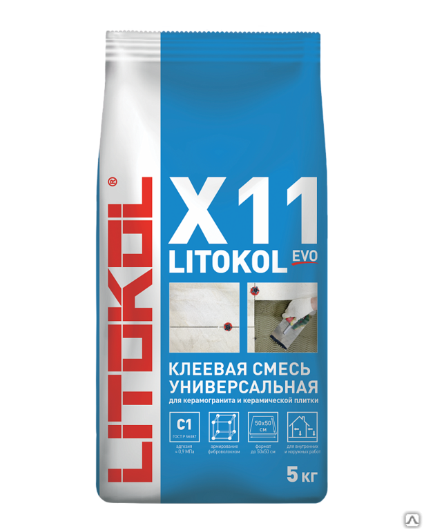 Плиточный клей Litokol X11 evo серый мешок 5 кг