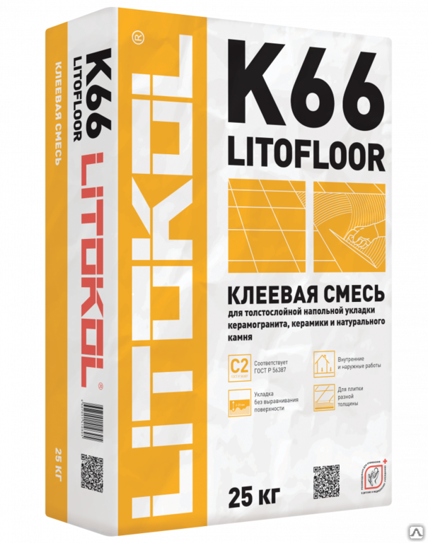 Плиточный клей Litokol Litofloor K66 серый мешок 25 кг