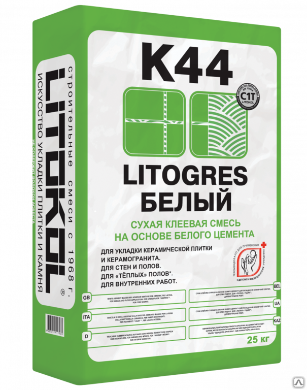 Плиточный клей Litokol Litogres K44 белый мешок 25 кг
