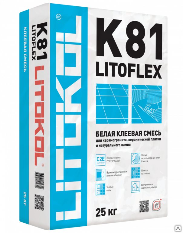 Плиточный клей Litokol Litoflex К81 белый мешок 25 кг