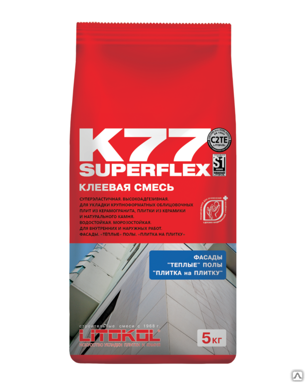Плиточный клей Litokol Superflex K77 серый мешок 5 кг