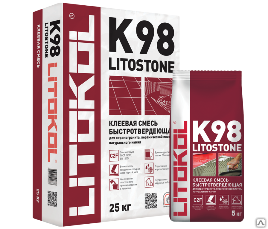 Плиточный клей Litokol litostone K98 серый мешок 25 кг