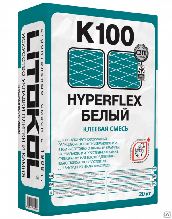 Плиточный клей Litokol Hyperflex K100 белый мешок 20 кг