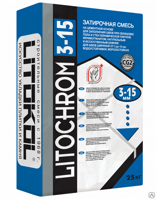 Цементная затирка Litokol Litochrom 3-15, C.30 жемчужно-серый мешок 25 кг
