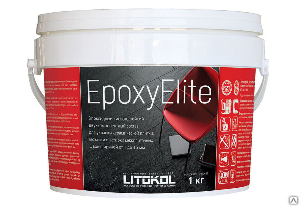 Эпоксидная затирка Litokol epoxy Elite, E.03 Жемчужно-серый ведро 1 кг